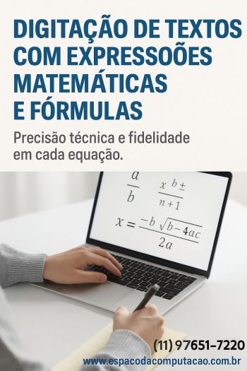 Digita��o de textos com express�es e f�rmulas matem�ticas. Guia de empresas e servi�os