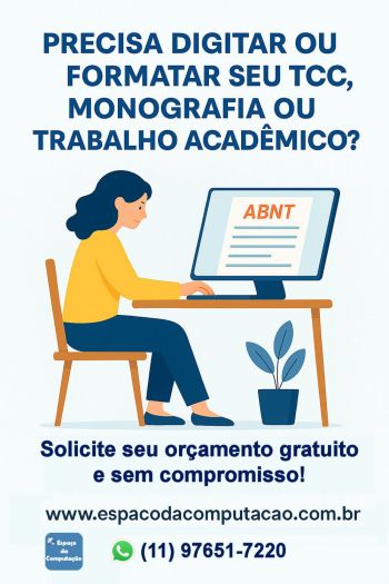 Digita��o ou formata��o abnt de tcc, monografia, artigo ou trabalho acad�mico. Guia de empresas e servi�os