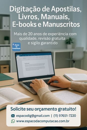Digita��o profissional de apostilas, livros, manuais, e-books, manuscritos e provas. Guia de empresas e servi�os